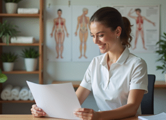 Massage bien-être : choisir le bon diplôme pour se former et réussir ! Femme professionnelle souriante avec certificat massage