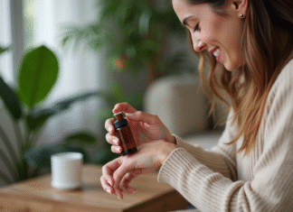 Huiles essentielles : bienfaits sur les poignets et utilisation Femme en train de masser son poignet avec huile essentielle