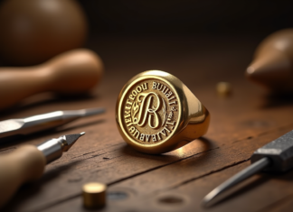 Créez une chevalière homme en or unique avec gravure et gemmes