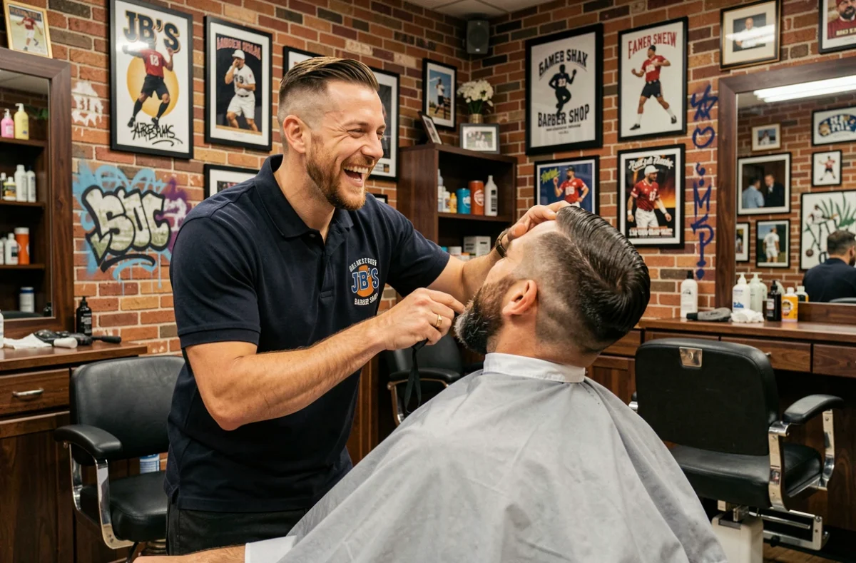 Ambiance conviviale et urbaine du JB'S Barber Shop en Bretagne