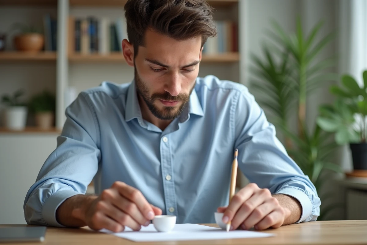 Jeune homme examinant un khôl et une lentille