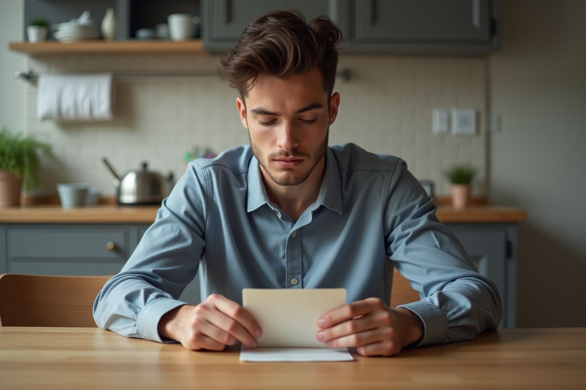 Jeune homme ouvrant un sachet d