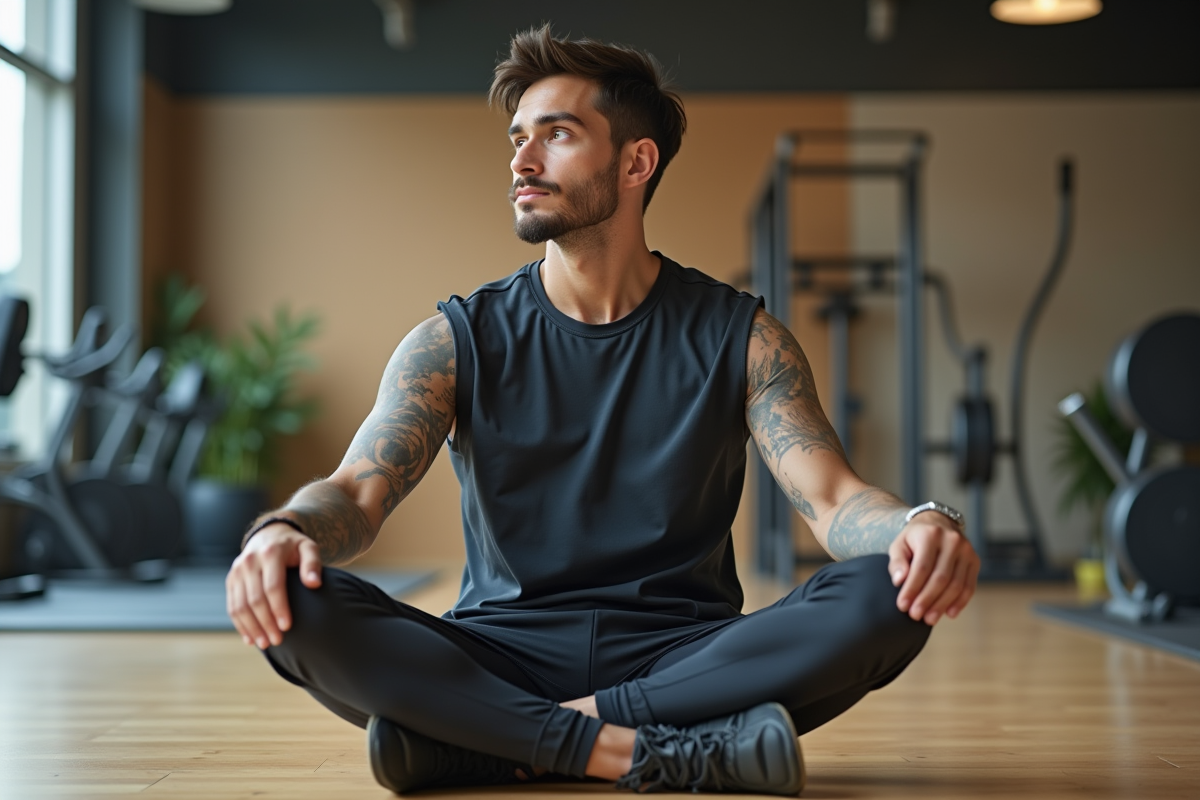 Jeune homme en leggings dans une salle de sport