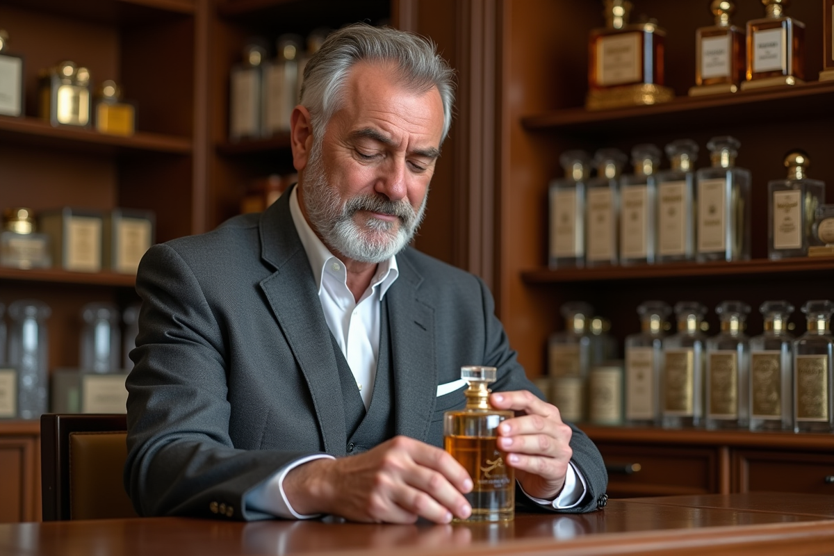 Parfumeur français expérimenté dans une boutique de luxe