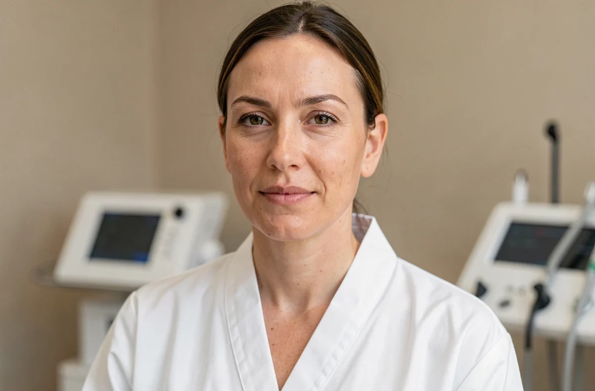 Femme aux soins du visage dans une clinique esthétique moderne spécialisée laser