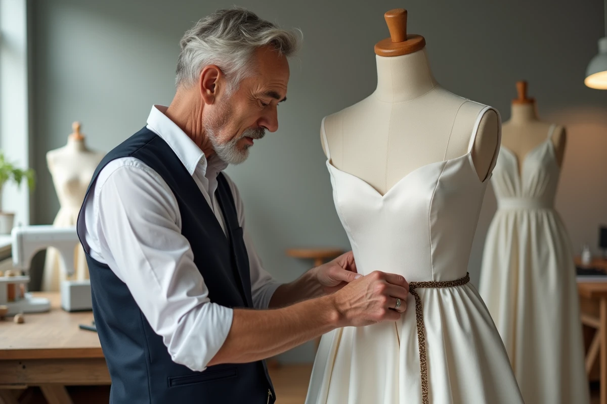 Tailleur mesurant la taille d